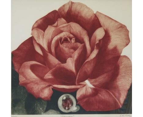 G.H. ROTHE (AMERICAN EARLY 20TH CENTURY ARTIST)Glass Rose,1993colored mezzotint59.5 x 65 cm (23 3/8 x 25 5/8 in.)framed dimen