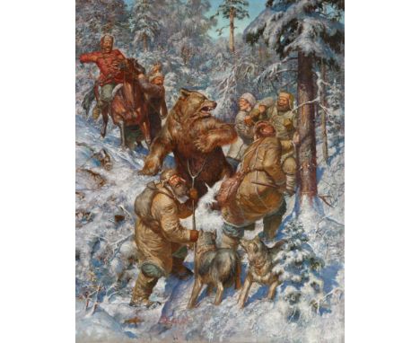 VLADIMIR CHUMAKOV-ORLEANSKY (RUSSIAN B.1962)Winter Hunting,1999oil on canvas89 x 70 cm (35 x 27 1/2 in.)framed dimensions: 94
