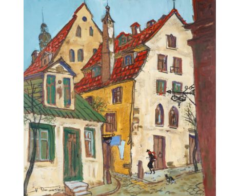 VLADIMIR UMANSKY (RUSSIAN-AMERICAN B. 1948)Old Riga,oil on panel66.5 x 66.5 cm (26 1/8 x 26 1/8 in.)framed dimensions: 75 x 7