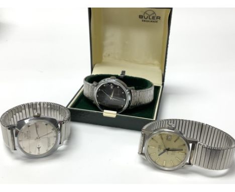 A boxed vintage gents Boler wristwatch, a Kings gents vintage wristwatch and a Lanco gents wristwatch.