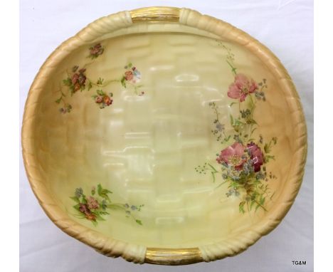A Royal Worcester 'Blush' porcelain fruit bowl with hand painted flower decoration shape no G441
