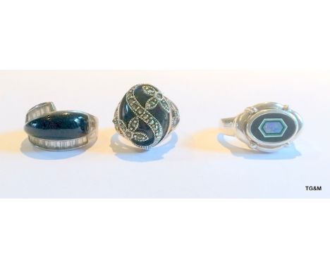 3 Art Deco style silver rings