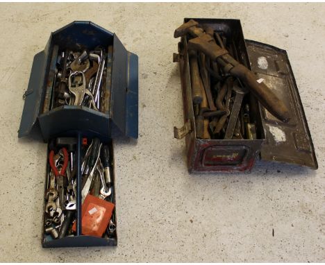 An ammo box and a Draper Fold top toolbox containing various hand workshop tools
