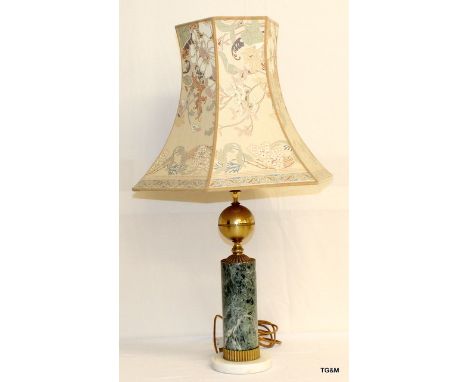 A marble and brass table lamp 78cm