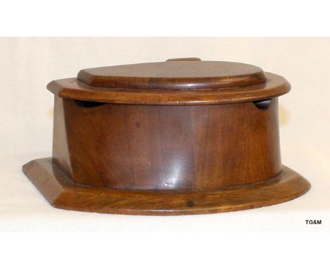 An unusual WW1 trench art pen & ink stand made from part of a wooden propeller 4 inches high by 10 inches by 7 inches