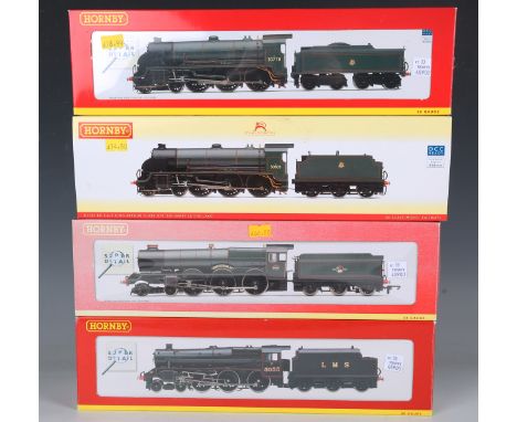 Four Hornby gauge OO locomotives and tenders, comprising R.2257 Class 5P5F 5055 LMS, R.2234 'King William IV', R.2582 30803 '