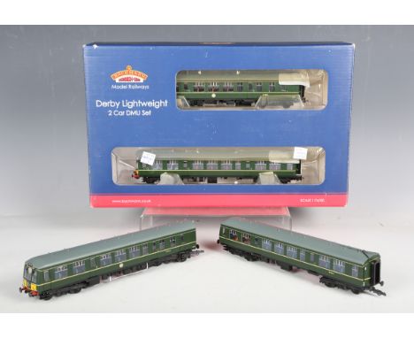 Three Bachmann Branch-Line gauge OO two car sets, comprising No. 32-902A Class 108, BR blue and grey, No. 32-906, BR green wi