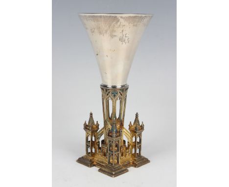 An Elizabeth II Aurum silver and parcel gilt Gloucester Cathedral goblet, commemorating the thirteenth centenary of the found