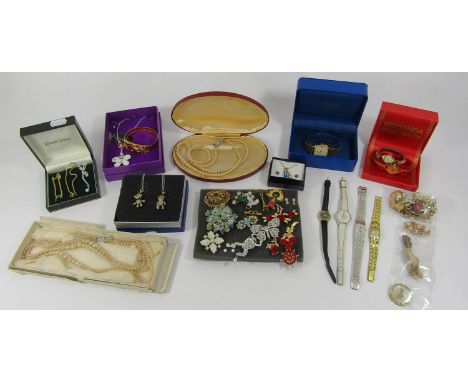 Collection of costume jewellery to include boxed Rotary and Sekonda watches, further watches, two silver gilt chain bracelets