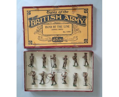 Britains set 1290 'Band of the Line'  12 bandsmen in service dress in original Whisstock box  with tie-in insert (unstrung) 