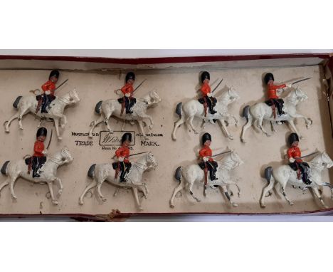 Britains set 59 Royal Scots Greys including Officer  in original Whisstock box with tie- in insert, unstrung (2 mounted figur