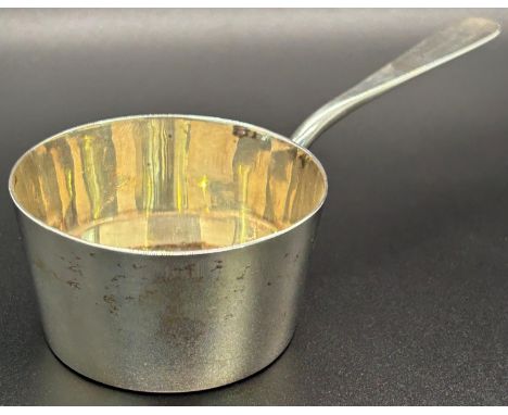 A solid silver miniature brandy pan, London 1909, maker Holland, Aldwinckle &amp; Slater, weight 1.4 approx 