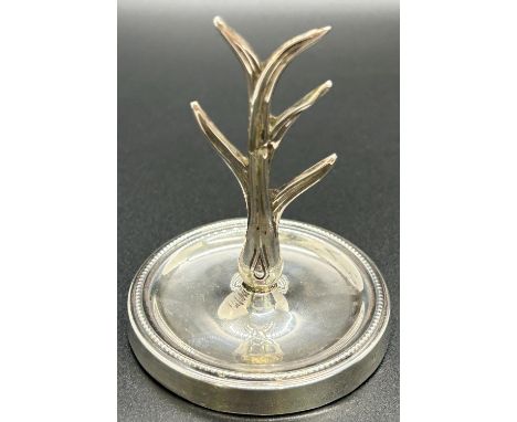 An Edwardian silver ring holder in the form of a tree, Chester 1916, maker Henry Matthews 