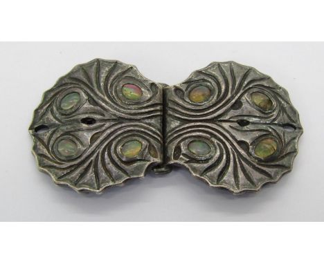 Arts &amp; Crafts silver and opal buckle by Birmingham Guild of Handicraft Ltd, 1902 (two opals af) 