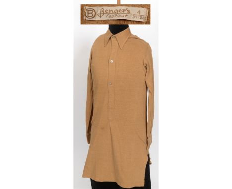 STURMABTEILUNG (SA) - PULL-OVER 'SLEEP' SHIRT  of typical tan jersey fabric construction with a vertical three-button front p