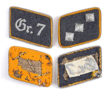 NATIONAL SOZIALISTISCHE FLIEGERKORPS (NSFK) - A PAIR OF STURMFUHRER COLLAR TABS, STAFF GRUPPE 7 grey/blue wool construction, 