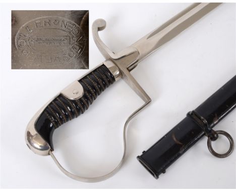 DAS DEUTSCHE HEER - ARMY UNIT SABRE BY F. W. HOLLER, SOLINGEN  the 82cm slightly curved quality plated blade bearing the etch