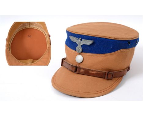 STURMABTEILUNG (SA) - KEPI 'GRUPPE HESSE'  of typical tan brown cotton construction with blue wool band bearing a M1936 silve