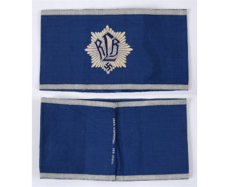 REICHS LUFTSCHUTZ BUND (RLB) OFFICER'S ARMBAND (ARMELBINDE) FIRST PATTERN (1933 - 1939)  of mid-blue cotton construction with