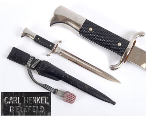 POLIZEI - POLICE/FIRE KS 98 SHORT DRESS BAYONET BY CARL HEINKEL, BIELEFELD  the 25cm polished blade, bearing makers name at t