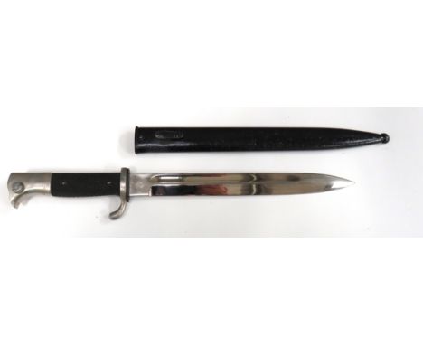 German K98 Parade Bayonet9 1/2 inch, single edged, plated blade with fuller.   Forte with maker "W.K.C.".   Plated, turn up c