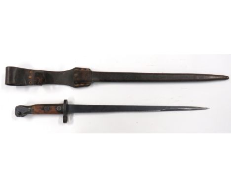 Netherlands M1895 Mannlicher Infantry Bayonet14 inch, single edged blade.   Forte marked "Hembrug".   Steel muzzle ring, cros