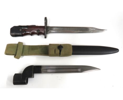 British No 7 Bayonet And No 9 BayonetNo 7 bayonet.   8 inch, single edged, clipped point, sharpened blade with fuller.   Larg