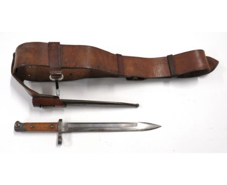 Austrian M1895 Mannlicher Bayonet And Associated Belt9 3/4 inch, single edged blade with fuller.   Forte marked "FG.GY".   St