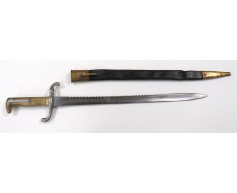 Scarce Imperial German M1871 Regimentally Marked Sawback Bayonet18 1/4 inch, single edged blade.   Wide fuller.   Rear sawbac