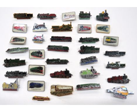 35 x Enamel Train Lapel Badgesplated and enamel examples include Maid Marian ... Coronation ... LSWR ... SR NO 847 ... Duches