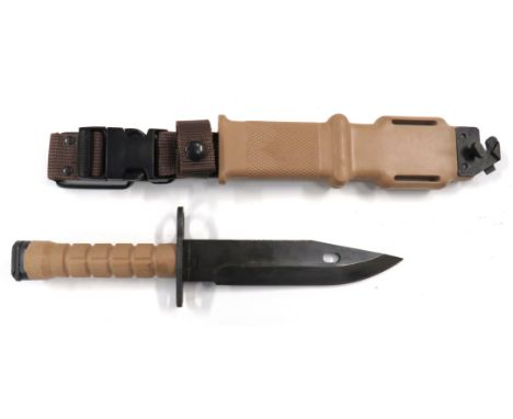 American M9 Combat Bayonet By Lan-Cay7 1/8 inch, single edged, heavy blade.   Rear saw back edge.   Lower keyhole mount.   Fo