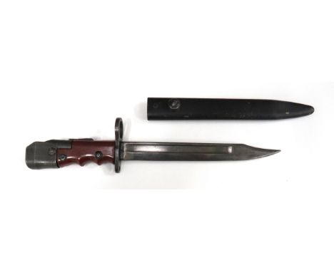 British No 7 No 4 Rifle/Sten Bayonet8 inch, single edged, clipped point blade with fuller.   Forte marked No 7 MK1/L.   Large