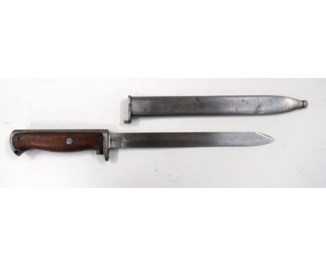 Norway M1894 Krag Jorgensen Bayonet8 1/4 inch, single edged blade with Ordnance stamps to the forte.   One piece crossguard, 