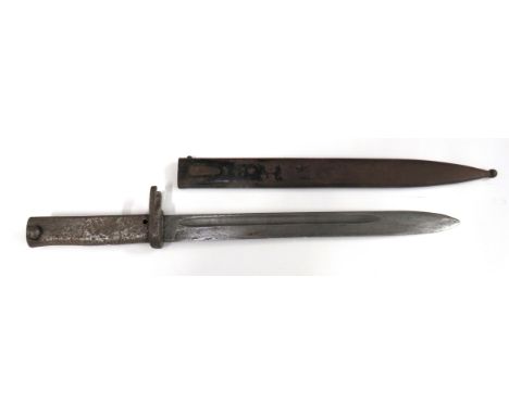 Imperial German Ersatz M88/98 Bayonet11 3/4 inch, single edged blade with fuller.   Steel, two piece crossguard and 3/4 muzzl