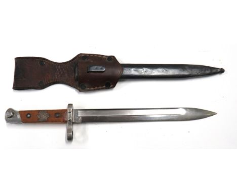 Austrian M1895 Mannlicher German Used Bayonet9 3/4 inch, single edged blade with fuller.   Forte with Austrian eagle.   Steel