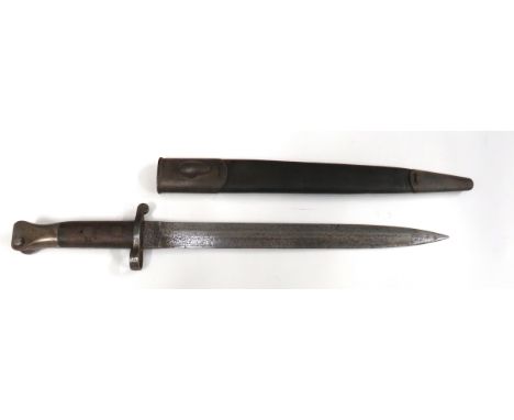 British P1888 MK1 2nd Type Metford Bayonet12 inch, double edged blade.   The forte with maker "Sanderson Sheffield" dated "1/