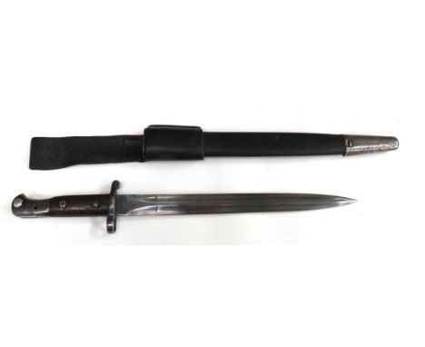 British P1903 Lee Enfield Bayonet12 inch, double edged blade.   Forte marked 1903 with code date "8/01".   Steel muzzle ring,