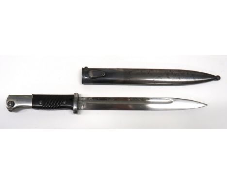 WW2 German K98 Mauser Bayonet Dated "41"9 3/4 inch, single edged blade with fuller.   Forte marked "41AGV" and "8310C".   Ste