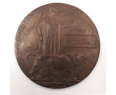 WW1 Casualty Memorial Death Plaque bronze "He Died For Freedom And Honour" plaque named to "George Houghton" 10 possibilities