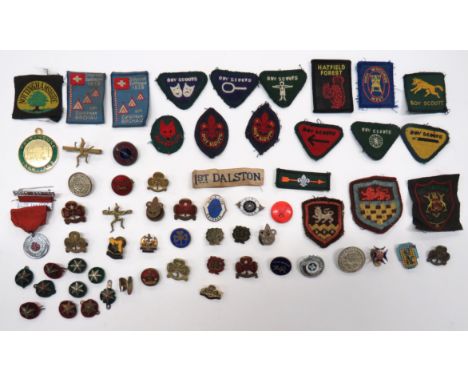 Various Boy Scout And Girl Guide Badgesincluding brass and enamel Boy Scout lapel ... Brass Girl Guide lapel ... Silver and e