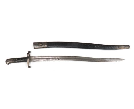 British 1856/58 Enfield Sword Bayonet23 inch, single edged, yataghan blade with wide fuller.   No marks to forte.   Steel muz