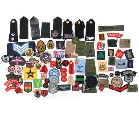 Quantity Of Cloth Badges Including Overseasincluding embroidery N. Wales Dist formation ... Embroidery AA Command formation .