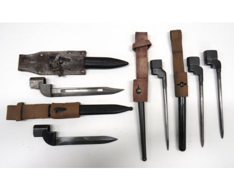 Five No 4 Rifle Bayonetsconsisting British No 9 MKI bayonet.   8 inch, single edged, clipped point blade with fuller.   Black