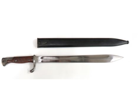 WW1 Imperial German M1898/05 Seitengewehr Butcher Bayonet14 1/2 inch, single edged blade widening towards the point. Large fu