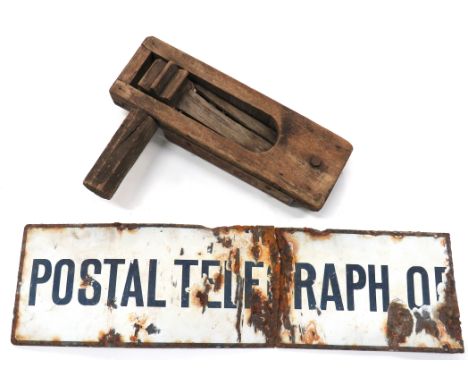 WW1 Period Trench Rattlewooden trench rattle with steel backing guard.   End stamped "London 1917".   Some minor damage.   To