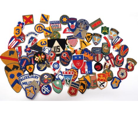 Quantity Of American Formation Badgesincluding embroidery Allied Airborne ... London Dist ... Philippines ... United States W
