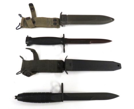 Two German Made Modern Contract Bayonetsconsisting M7 knife bayonet.   6 1/2 inch, single edged blade with back edge sharpene