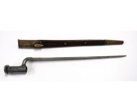 British P1842 E.I.C. Catch Socket Bayonet15 3/4 inch, triangular form blade with hollow ground, rear sections.   Steel should
