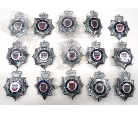 15 x Obsolete British Transport Police Helmet Plateschrome and enamel QC helmet plates.   Rear screw post fitting.   15 items