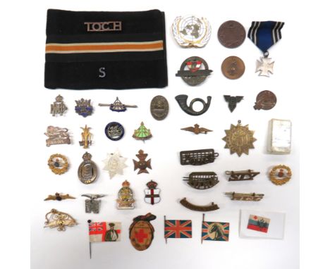 40 x Various Military Lapel And Other Badgeslapel include silvered and enamel Reconnaissance Corps ... Brass and enamel Recon